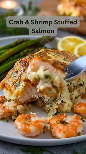 7.3K views · 76 reactions | This Crab & Shrimp Stuffed Salmon is the...
