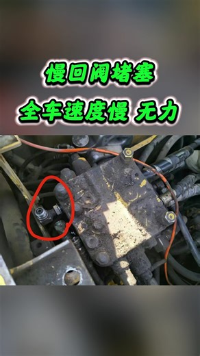 main control valve's slow return valve orifice is blocked, resulting in slow overall machine speed