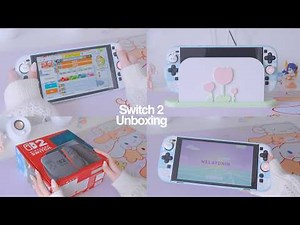 nintendo switch 2 aesthetic unboxing ☁️ cute accessories + game with me