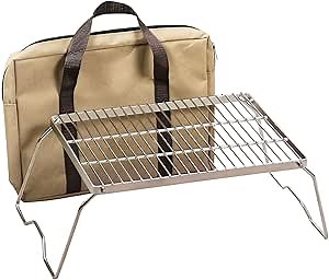 REDCAMP 13.6" Small Folding Campfire Grill, 304 Stainless Steel Firepit Grill Grate, Heavy Duty Portable Camping Grill with Carrying Bag for Outdoor Cooking Backpacking Hiking Picnics BBQ