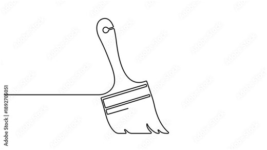 Animated self drawing of continuous line draw paint brush. Full length one line art animation. 4K video