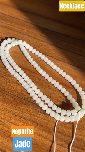 white nephrite jade beaded chain necklace * Email River Rivera--usdirectbuy (USA) warehouse