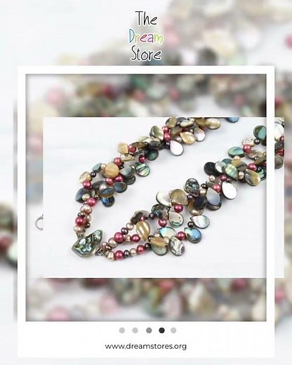 Moon Rise Sterling Freshwater Pearl Abalone Teardrop 3-Strand Necklace 16-19 in