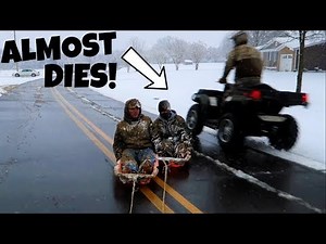 FRIENDS ALMOST GET RAN OVER WHILE SLEDDING!