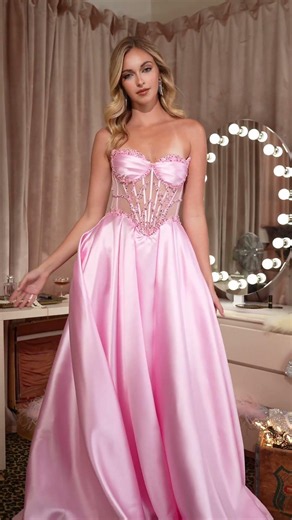 Pink Satin Ball Gown Prom Dress 💗✨ | Ladivine CD389 | Princess Prom Look
