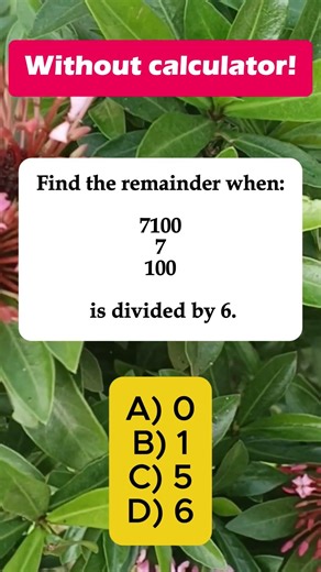 🧮 7^100 ÷ 6 – Find the Remainder! #shorts #iqvistax #iqtest #riddle