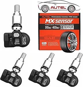Autel MX Sensor 4 pcs TPMS Sensor 315/433MHz Metal Stem Universal Tire Sensor Programmed by TPMS Tool TS508WF TS401 TS408 TS508 TS608 MX808TS MS906TS MK808TS ITS600 ITS600Pro MS906Pro-TS