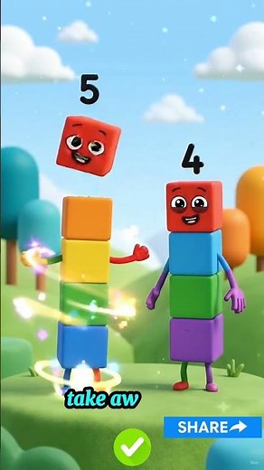 Learn Subtraction for Kids | 5 Minus 1 = 4 | Fun 3D Math Blocks for Preschoolers 🧮🌈
