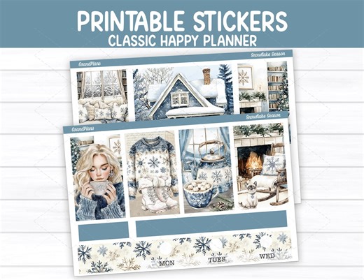 Snowflake Season Weekly Sticker Kit for the Classic Happy Planner (printable) - Etsy