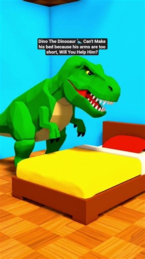Cradles, Dino The Dinosaur 🦕 Can't Make his bed because his arms are too short #funnycute #shorts