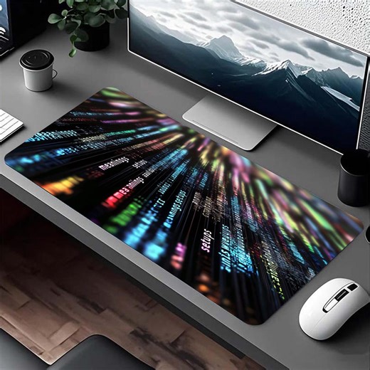 Digital Rain Coding Mouse Pad, Cyberpunk Matrix Data Stream Desk Mat, Neon Glitch Art Large Playmat, Software Engineer Gift, XL XXL Mousepad - Etsy