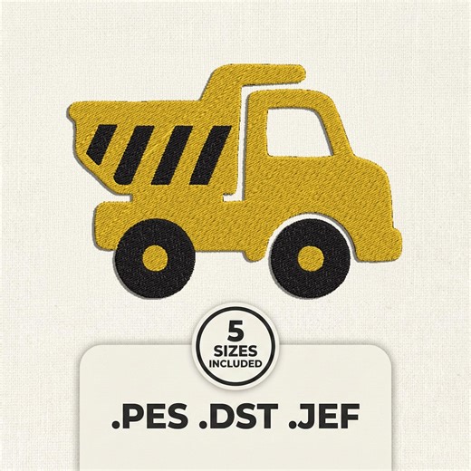 Dump Truck Embroidery Design, Construction Vehicle Applique (PES DST JEF, Instant Download) - Etsy