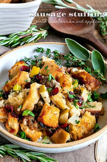 Sausage Stuffing Recipe with Cranberries and Apples