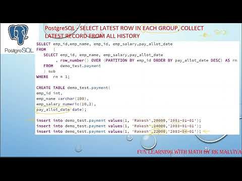 POSTGRESQL SELECT LATEST ROW IN EACH GROUP, COLLECT LATEST RECORD FROM ALL HISTORY IN HINDI #VD 28