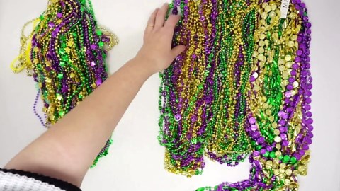 Bead Assortment Mardi Gras Beads Bulk (100 Pcs) Metallic Purple Gold Green Assorted Designs, Masquerade Costume Party Favors Supplies Decorations, Mardi Gras Outfit Accessories for Adult Men Women