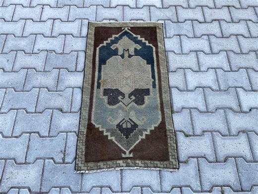 2x3 Hand Knotted Wool Rug, Brown Oriental Anatolian Oushak Doormat - Etsy