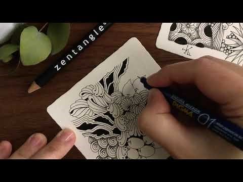 How to draw poke leaf. 初心者でも簡単なゼンタングル公式タングルの描き方