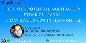 KEEP THIS POTENTIAL MULTIBAGGER STOCK ON RADAR, IT MAY GIVE 50-60% IN FEW MONTHS.- ANALYSIS BY Dr. SEEMA JAIN - Ph.D. IIT Delhi (SEBI Registered Research Analyst- Founder & Chief Mentor at StockPro). https://youtu.be/bbdRtscZCIY ❇️JOIN WITH US- 📱Official StockPro Telegram Channel: https://t.me/StockPro_Official_BankNifty 📱Twitter: https://twitter.com/Stockproteam 📱https://stockproonline.com | Stock Pro