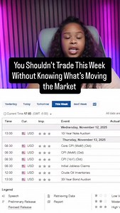 1.3K views · 28 comments | It’s a lighter week for data, but bond auctions and CPI are still on the radar. These releases can shift market momentum and reveal how inflation is trending. Even in a quiet week, timing matters stay aware of release schedules before you trade. Patience and preparation always win when the market picks up volatility. | Bri Hollis | Facebook