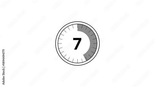 Countdown 13 second timer animation. Circle timer clock animation. Stopwatch timer clock.