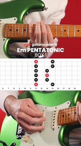 🔥 Unlock the secrets of the E Minor Pentatonic Box 1! 🎸 Master this must-know scale shape to level up your solos and riffs in no time. Whether you’re jamming the blues or shredding rock, it all starts here! 🚀 #GuitarLesson #EmPentatonic #GuitarSolo #BeginnerGuitar #GuitarRiff #guitartips | Your Guitar Academy