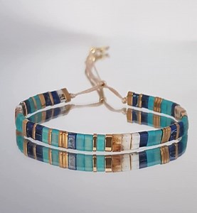 Aegean Light Miyuki Tila | Turquoise Blu Gold Minimalist Bracelet | Celestial Light Collection - Etsy