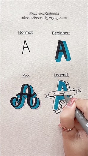 How to Draw the Letter A | 4 Lettering Styles, Easy to Hard #nhuandaocalligraphy