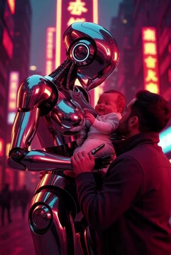 Robot Feels Love – Holding a Human Baby for the First Time!