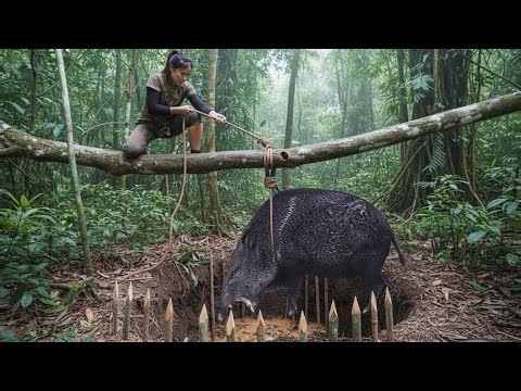 Breaking Into a Wild Boar’s Den | Attacked in the Wild | Survival Skills and Traps