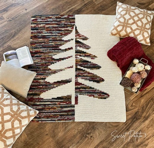Forest Pines Crochet Blanket Pattern: Woodland Tree Throw (PDF Pattern), Fir Tree, Cabin Decor - Etsy