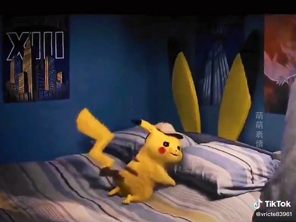 Adorable Pikachu Plush Toy Dancing in Room
