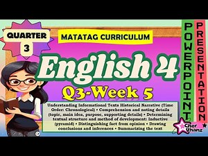 English 4 Quarter 3 Week 5 - Historical Narrative (Time Order: Chronological) MATATAG PowerPoint