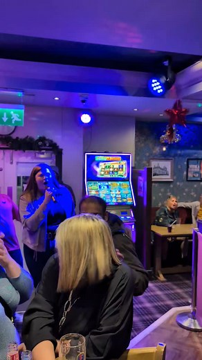Powerful vocals from Laura knocked the fella over think he might of had a few beers 🤣🤣 #funny #foodlover | Bully's Bit Banter