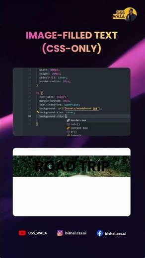CSS Image Filled Text Effect 🔥 | Pure CSS Background Clip Text Tutorial