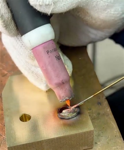 Repairing defects in brass blocks using a cold welding..😱😱