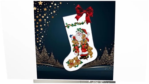 Cross-stitch Pattern: Christmas Stocking "santa and Teddy." Instant Download (PDF   XSD) - Etsy