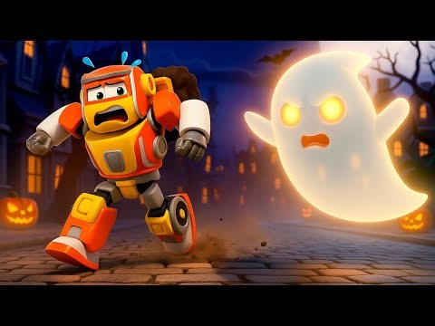 👻 Halloween 🎃 Super Robot encounters a Ghost! 🤖 Car Cartoons For Kids | Robofuse