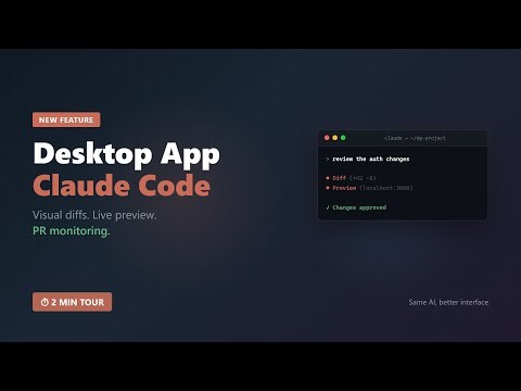 Claude Code — Desktop App: Visual Diffs, Live Preview & PR Monitoring