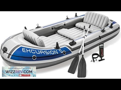 Intex Excursion 5 Person Inflatable Boat Water Fishing River Raft Set w