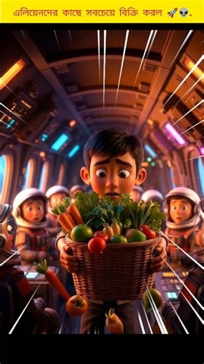 “Alien-der kachhe sobji bikri korte rocket kore gelo.” 🚀👽🥦. #aivideo