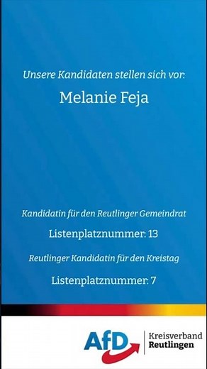Melanie Feja - Kandidatin der #AfD für den Reutlinger Gemeinderat (13) und Reutlinger Kreistag (7)