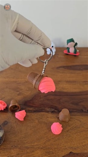 The Print Engineer on Instagram: "This 3D Printed Ice Cream CLICKER Is Crazy Satisfying! 🤯🍦 This might be the MOST satisfying ice cream you’ll ever touch… 🍦😍 A fully 3D-printed Ice Cream Clicker Fidget Keychain that looks cute, clicks satisfyingly, and hangs perfectly on your bag or keys! 🔑✨ 🍫 Printed using Landu Hyper PLA (Brown) @landu3d 🍓 Topped with eSUN PLA+ (Pink) @esun3dprinting 💡 Model: Ice Cream Clicker (MakerWorld) @makerworld_ No assembly needed—just print, click, repeat. Perf