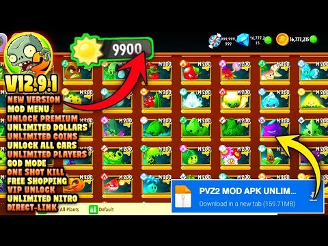 New UPDATE! Plants vs Zombies 2 Mod Apk 12.9.1 unlimited money & sun unlocked all Terbaru 2026 PVZ2
