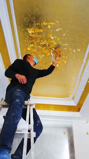 Ceiling Renovation Techniques: Applying Golden Finish