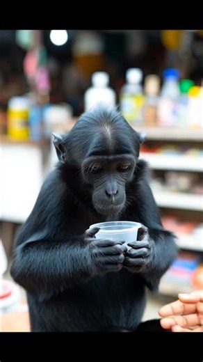 Monkey Tries Coffee for the First Time! #FunnyMonkey #CoffeeLover #AnimalMoments