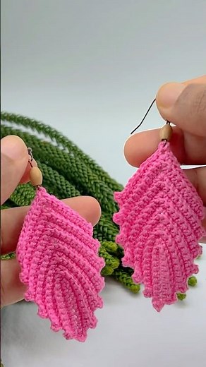 Tutorial here! 👆Easy Crochet Leaf Earrings | Beginner-Friendly Pattern Tutorial