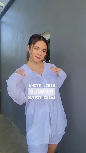 Summer Beach Outfit Ideas in White Linen Fabric