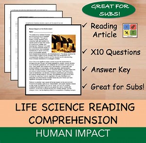 Human Impact on Environment Science Reading Worksheets - 100% Editable