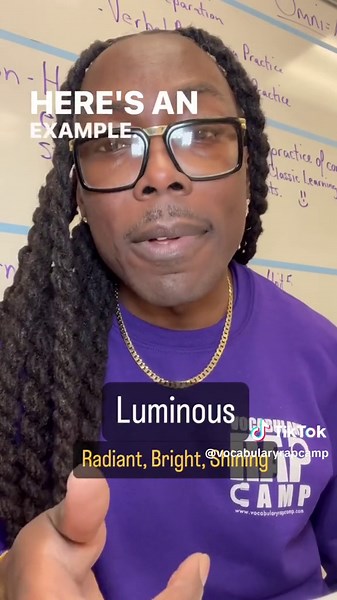 Let’s learn the word Luminous. Follow VOCABULARY RAP CAMP to learn advanced vocabulary daily. SHARE VOCABULARY R.A.P CAMP. Luminous /ˈluːmɪnəs/ - adj. Definition: Emitting or reflecting light; full of light; clear and easy to understand. Synonyms: Radiant, Bright, Shining Antonyms: Dim, Dark, Obscure Example 1: The night sky was filled with luminous stars. Example 2: His luminous explanation made the complex topic seem simple. #vocabulary #english