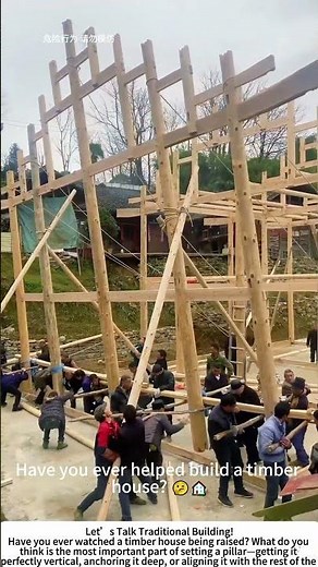 Erecting Wooden Pillars – The First Step to a Timber House! 🏗️